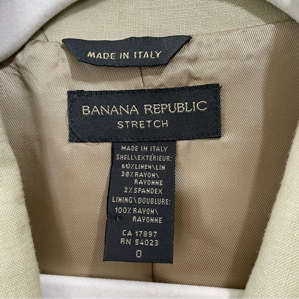 [0] Banana Republic Stretch Beige Linen & Rayon Blend Blazer Made In Italy - Picture 10 of 10